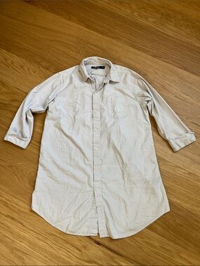 Lauren Ralph Lauren Women’s Print Cotton Blend Sleep Shirt-gray stripe size S